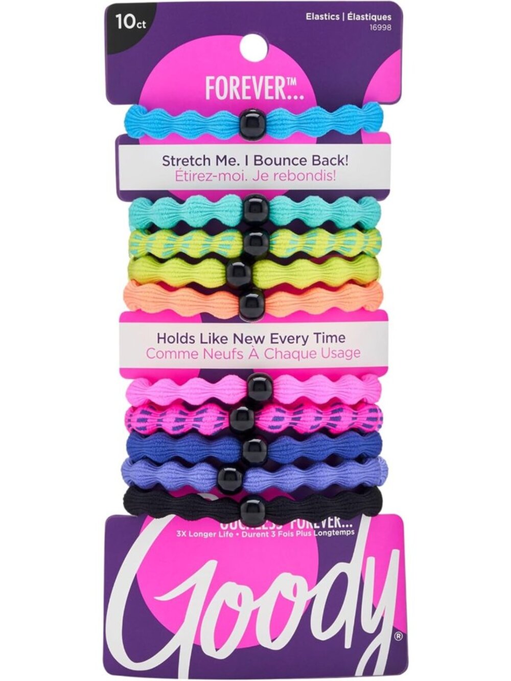 Damage-Free Neon Hair Ties - 10 Ct, Stronger Elastic Bands for All Hair Types